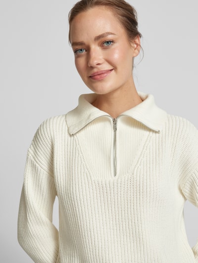 Selected Femme Strickpullover mit Troyer-Kragen Modell 'BLOOMIE' Offwhite 3