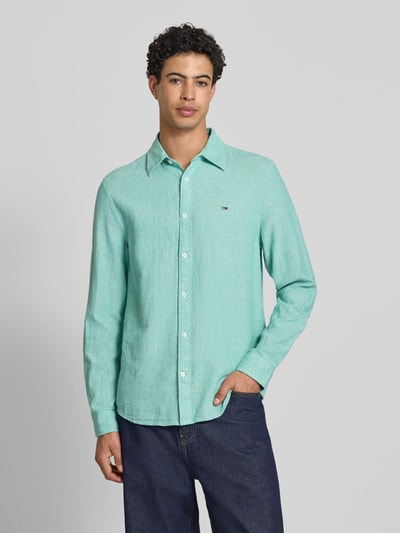 Tommy Jeans Regular Fit Freizeithemd aus Leinen-Baumwoll-Mix  Gruen 4