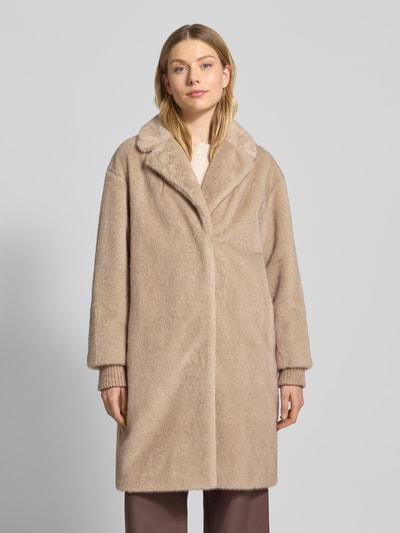 Beaumont Amsterdam Płaszcz ze sztucznego futra z kołnierzem z połami Beżowy 4