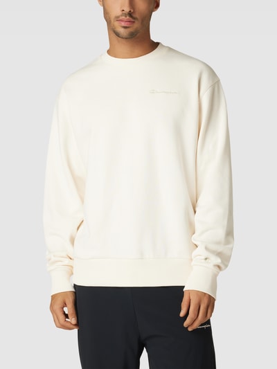 CHAMPION Sweatshirt mit Label-Stitching Modell 'Crewneck' Ecru 4