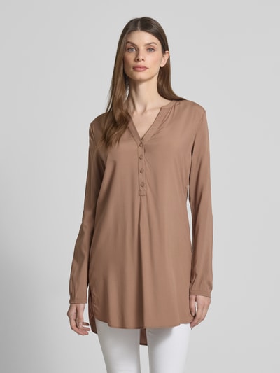 Christian Berg Woman Regular fit blouse met tuniekkraag Middenbruin - 4