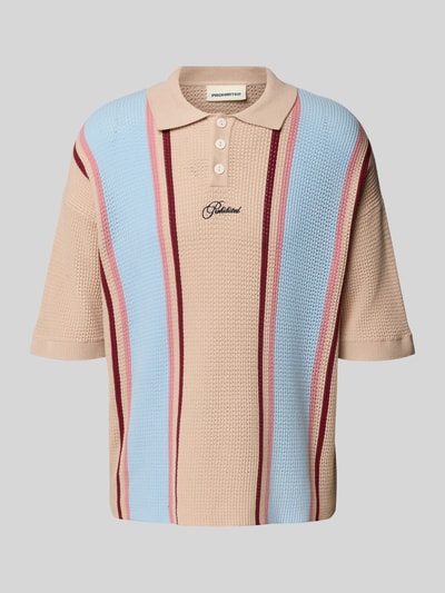 PROHIBITED Relaxed Fit Strick-Poloshirt mit Label-Stitching Hellblau 2