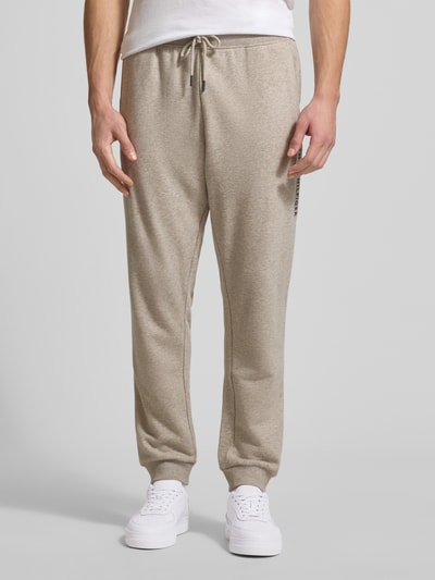 Tommy Hilfiger Regular fit sweatbroek van katoenmix Offwhite gemêleerd - 4