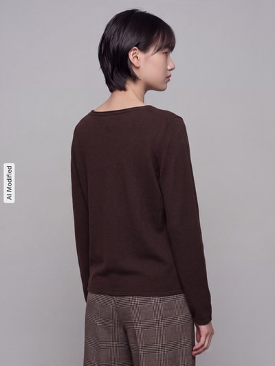 s.Oliver RED LABEL Regular Fit Pullover aus Baumwoll-Viskose-Mix  Dunkelbraun 5