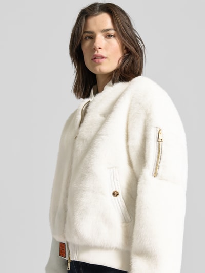 Original Bombers Bomberjacke aus Kunstfell mit Zweiwege-Reißverschluss Weiss 3