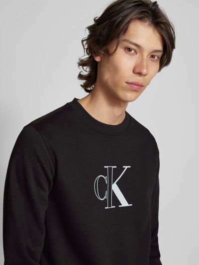 Calvin Klein Jeans Sweatshirt mit Label-Print Modell 'OUTLINE' Black 3