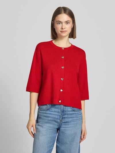ONLY Regular Fit Strickjacke aus Viskose-MIx Modell 'MAISIE' Rot 4