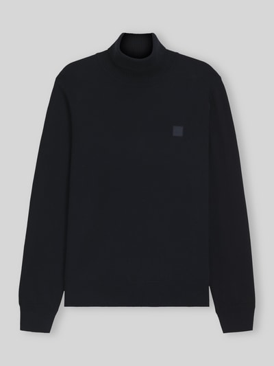 BOSS Orange Rollkragenpullover mit Logo-Patch aus Kaschmir Dunkelblau 2
