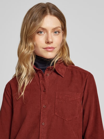 Gant Regular Fit Cordbluse mit Brusttasche Bordeaux 3