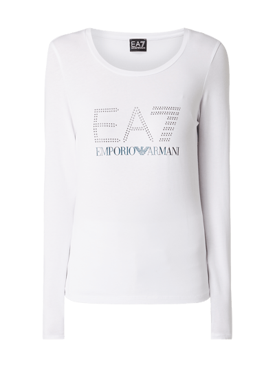 EA7 Emporio Armani Longsleeve mit Logo aus Nieten Weiss 2