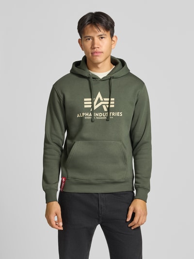 Alpha Industries Regular Fit Hoodie aus Baumwoll-Mix mit Logo-Print Oliv 4