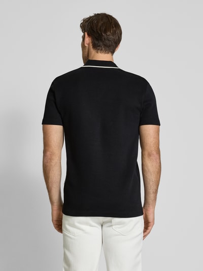 SELECTED HOMME Slim fit poloshirt met V-hals, model 'SANGEV' Zwart - 5