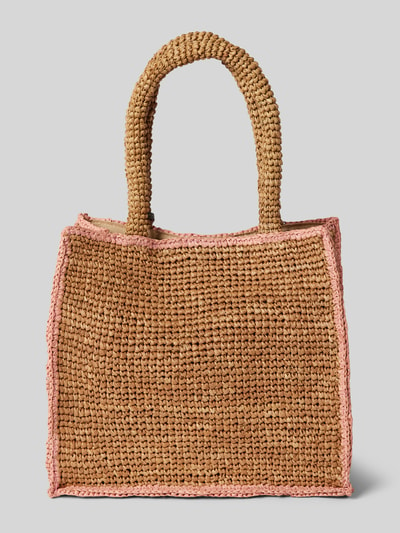 PUR-SET Tote bag met labeldetail, model 'Raphia' Rosé - 5