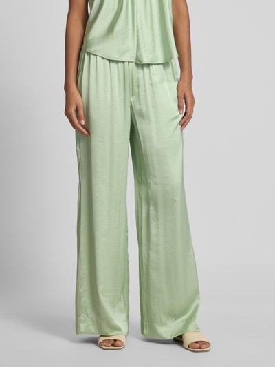 mbyM Wide leg stoffen broek met elastische band, model 'Asaka' Rietgroen - 4