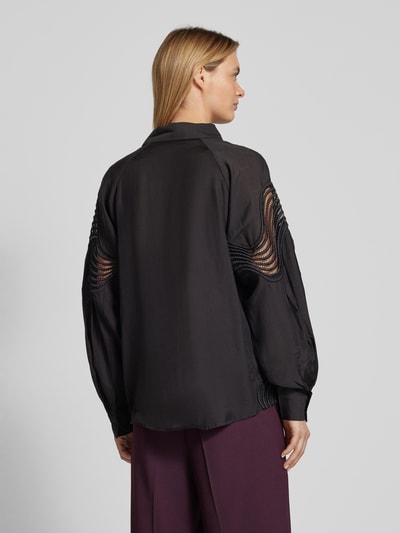 Copenhagen Muse Relaxed fit blouse met platte kraag, model 'MOLLY' Zwart - 5