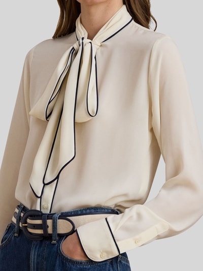 Lauren Ralph Lauren Regular Fit Schluppenbluse mit Kontrastnähten Beige 3