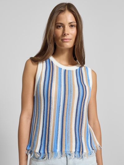 Stefanel Top z dzianiny z frędzlami Jasnoniebieski melanż 3