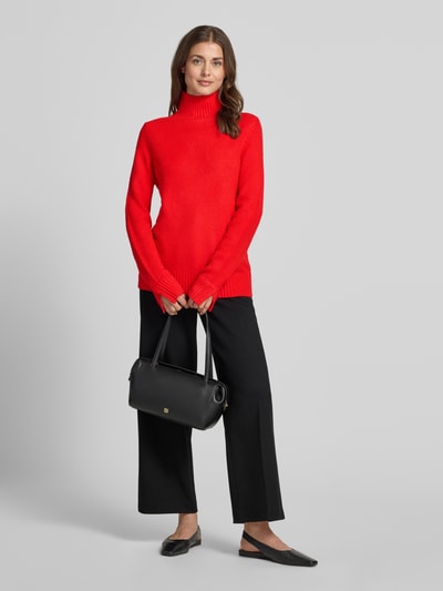 Jake*s Casual Rollkragenpullover mit geripptem Stehkragen Kirsche 1
