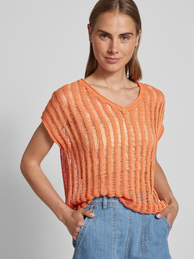 Soyaconcept Strickshirt mit V-Ausschnitt Modell 'Eman' Orange 3