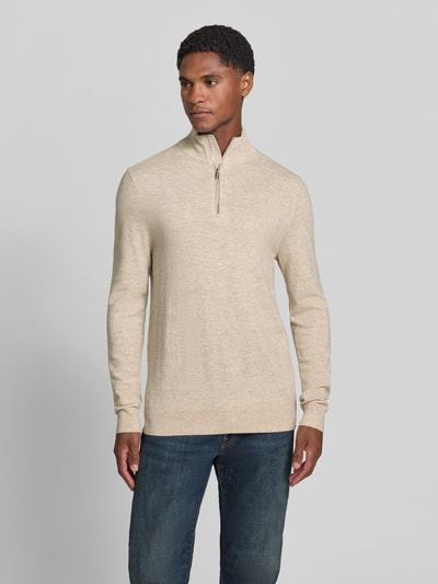 Profuomo Jacke aus Baumwoll-Mix in Strick-Optik Mittelbraun 4