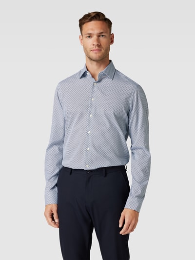 Christian Berg Men Regular Fit Business-Hemd mit Allover-Muster Hellblau 4