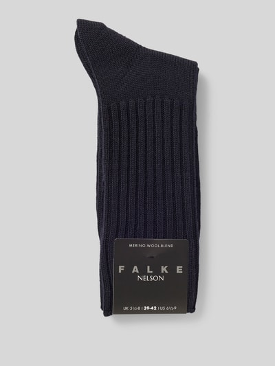 Falke Socken aus Schurwoll-Mix mit Label-Detail Modell 'Nelson' Marine 3