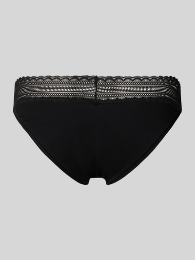 HUGO String van katoenmix in een set van 3 stuks, model 'TRIPLET LACE BRIEF' Zwart - 3