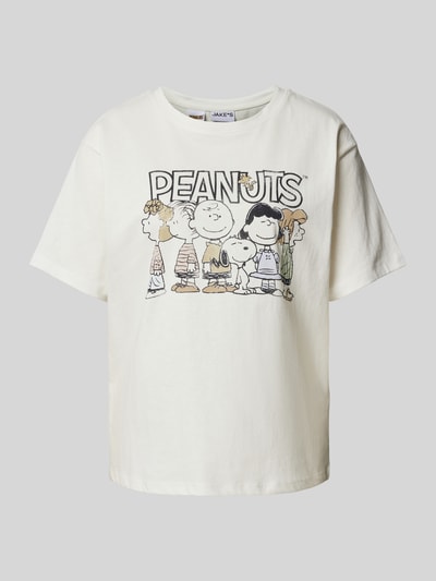 Jake*s Casual T-Shirt mit Peanuts®-Print Offwhite Melange 2