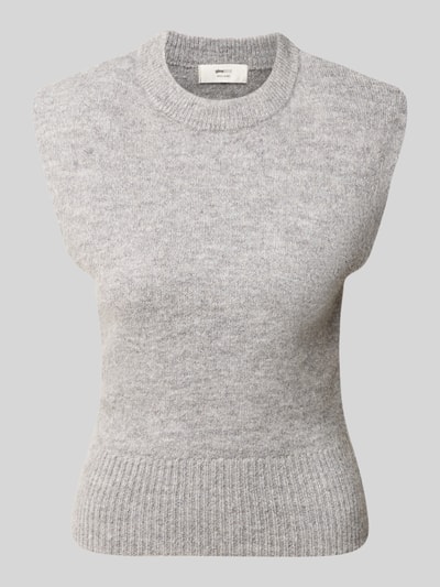 Produktfoto, Pullunder mit Rundhalsausschnitt von Gina Tricot aus Material-Mix mit Alpaka-Anteil, Slim Fit, gerippter Bund, meliertes Hellgrau