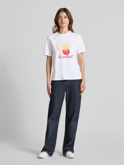 VILA T-Shirt mit Stitching Modell 'NORA' Weiss 1