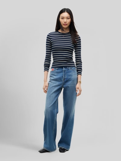 Tommy Jeans Slim Fit Langarmshirt aus Baumwoll-Mix Marine 1