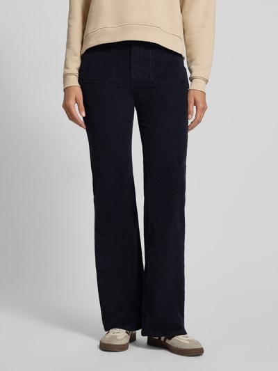 OPUS Spodnie o rozkloszowanym kroju z imitacji sztruksu model ‘Ebbi’ Ciemnoniebieski 4