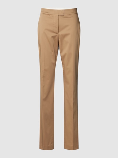 BOSS Black Women Regular fit stoffen broek met persplooien, model 'Temartha' Camel - 2