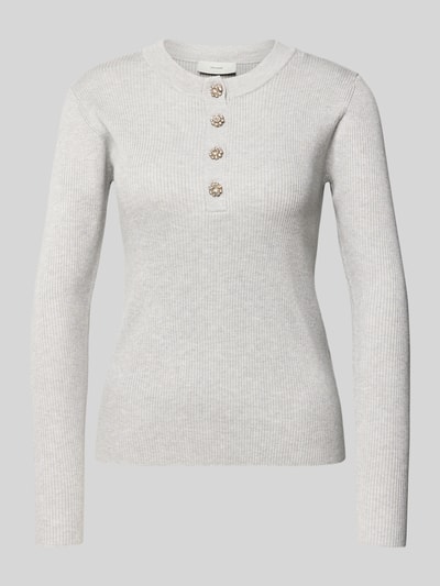 Copenhagen Muse Strickpullover aus Viskose-Mix mit Knopfleiste Hellgrau 2