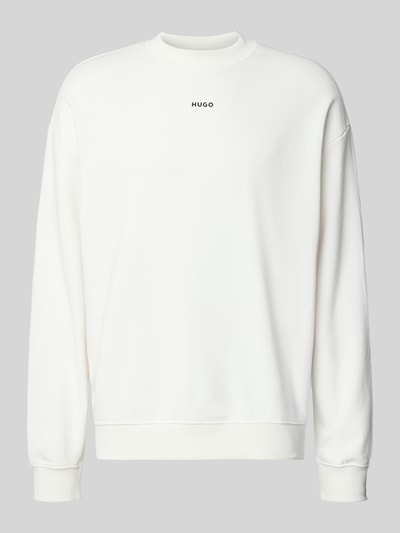 Produktfoto, Regular Fit Sweatshirt aus reiner Baumwolle Modell 'DAPOCREW' von HUGO, weiß, unifarben, Rundhals, Label-Schriftzug, Sweat-Textur.