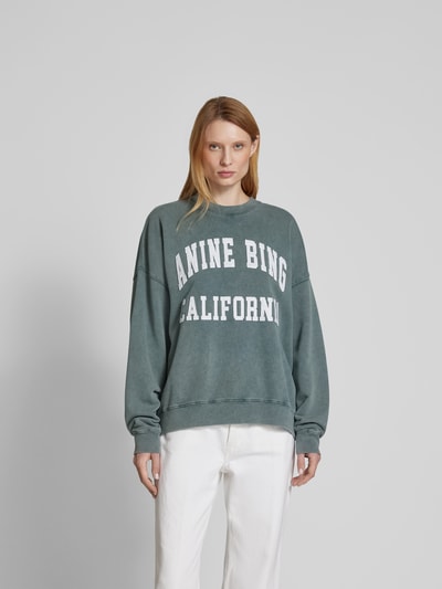 Anine Bing Oversized Sweatshirt mit Label-Print Gruen 4