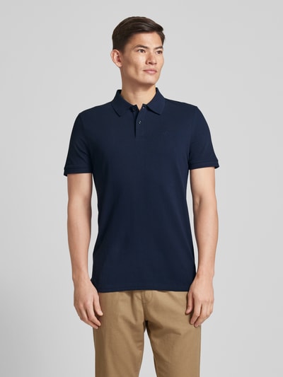 Tom Tailor Poloshirt in unifarbenem Design mit Label-Stitching Dunkelblau 4