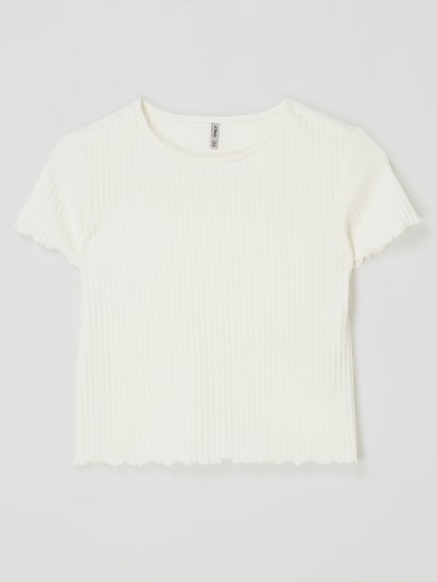 Only T-Shirt mit Muschelsaum Modell 'Nella'  Offwhite 1