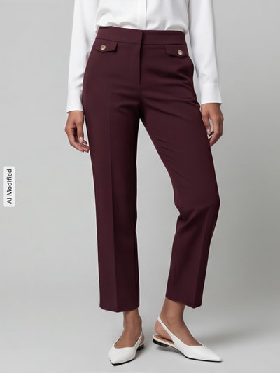 SEDUCTIVE Regular Fit Weite Hose mit Viskose-Anteil Modell 'ALARA' Bordeaux 4