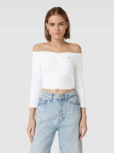 Tommy Jeans Cropped Longsleeve mit Label-Stitching Weiss 4