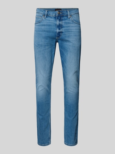 Produktfoto, Slim Fit Jeans im 5-Pocket-Design Modell 'LUKE' von Lee, hellblaue Baumwoll-Mix Jeans mit Stretch-Anteil, körpernaher Schnitt