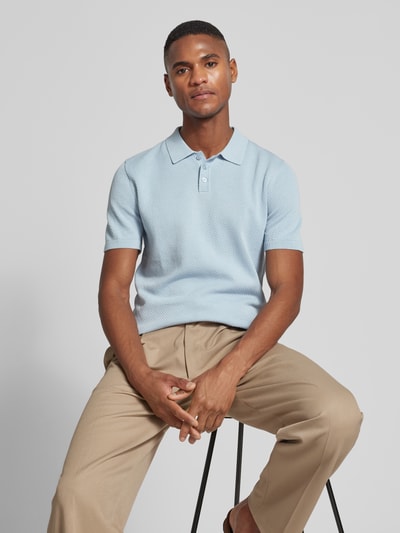 Drykorn Slim fit poloshirt met structuurmotief, model 'TRITON 10' Lichtblauw - 3