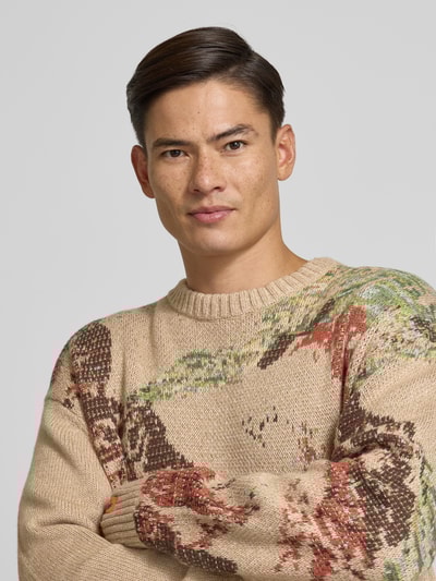 Scotch & Soda Sweter z dzianiny z prążkowanymi wykończeniami Średniobrązowy 3