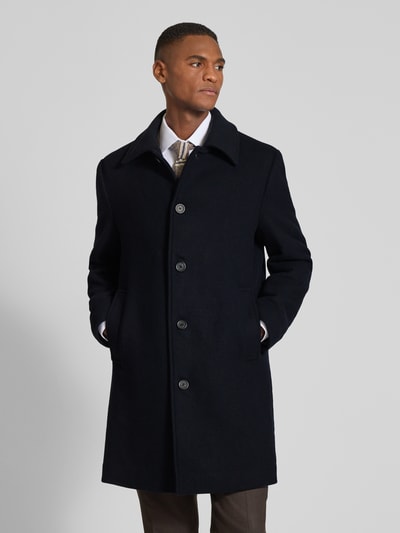 SELECTED HOMME Regular fit lange wollen jas met platte kraag, model 'ARCHIVE' Donkerblauw - 4