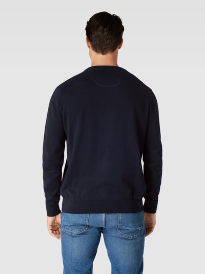 bugatti Gebreide pullover met labelstitching Marineblauw - 5