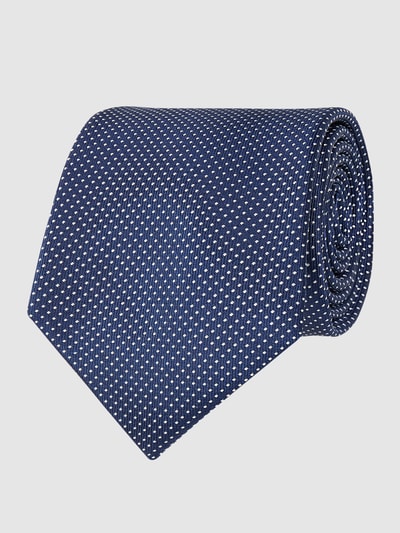 Willen Zijden stropdas met all-over motief Marineblauw - 1