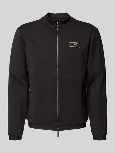 Produktfoto, Sweatjacke mit Zweiwege-Reißverschluss von EA7 Emporio Armani, czarny, krój regular fit, stójka, materiał z domieszką wiskozy