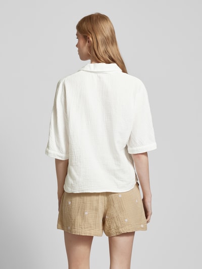 Only Bluzka koszulowa krótka z fakturowanym wzorem model ‘LTHYRA’ Złamany biały 5