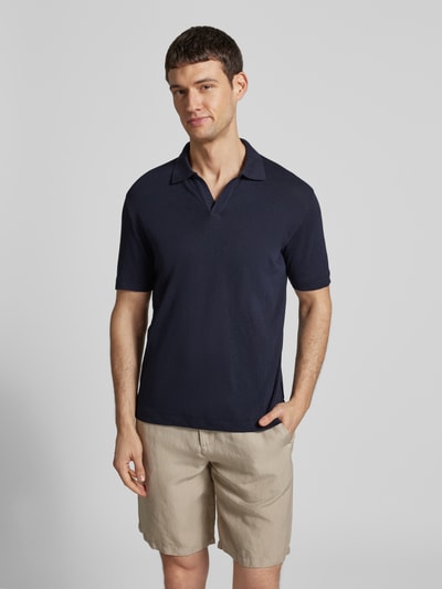 Marc O'Polo Regular Fit Poloshirt aus Baumwoll-Leinen-Mix Marine 4