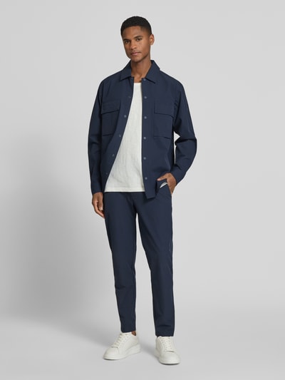 BOSS Orange Regular Fit Hemdjacke mit Seersucker-Verarbeitung Marine 1